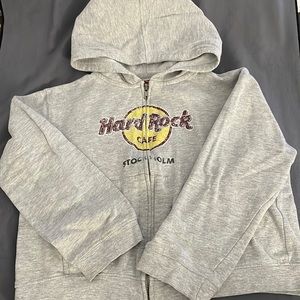 Hard Rock Cafe Stockholm gray Hoodie for Youth Boys Fit Large